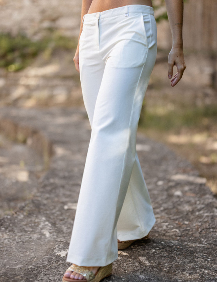 HBT Heritage Chaine & Trame Rayure| Stanley Pantalon Blanc Femme