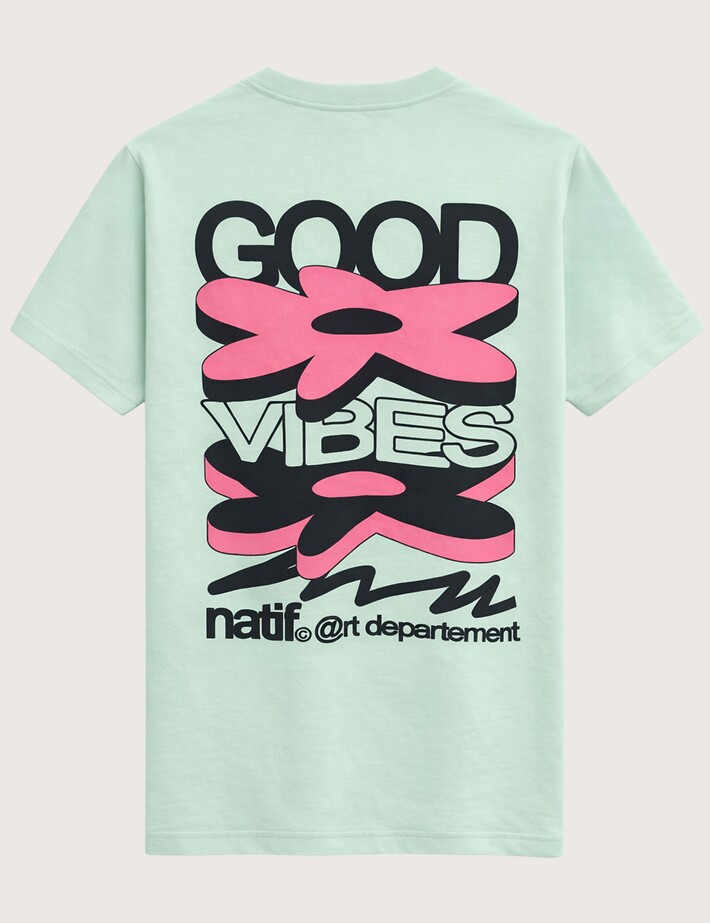 Natif T-Shirt Unisexe Good Vibes Art Vert - 2