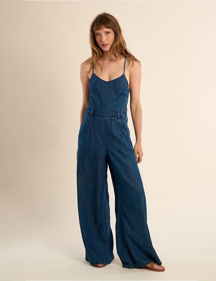 MOLLY BRACKEN Combinaison Fines Bretelles en Jean Brut - 4