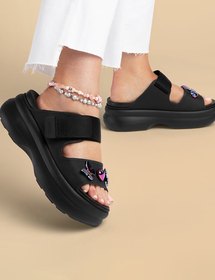 Crocs Sandales Compensées Femme Soho Double Bride Noir - 2