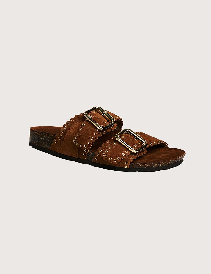 SEMERDJIAN Mules Femme Doubles Brides Arianna Daim Marron