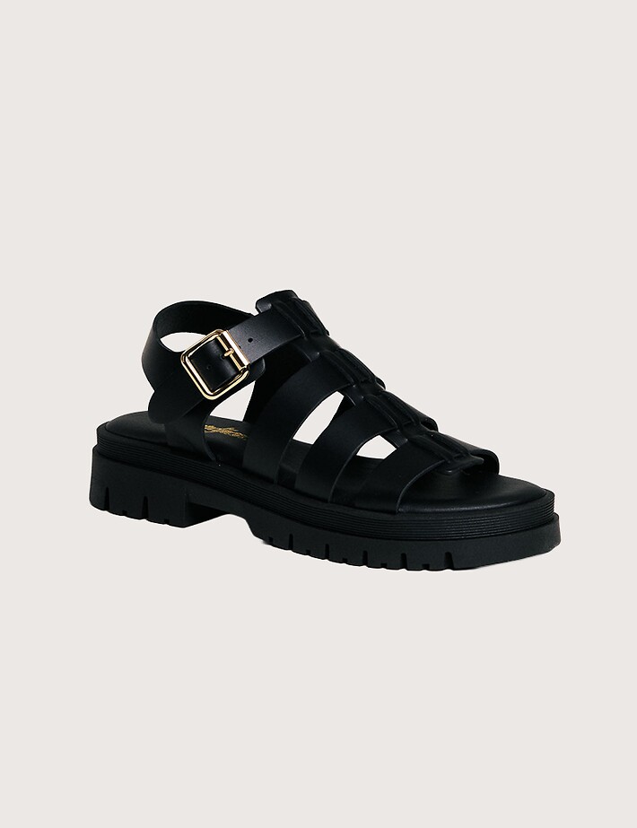 SEMERDJIAN Sandales Femme Compensées Delia Cuir Noir