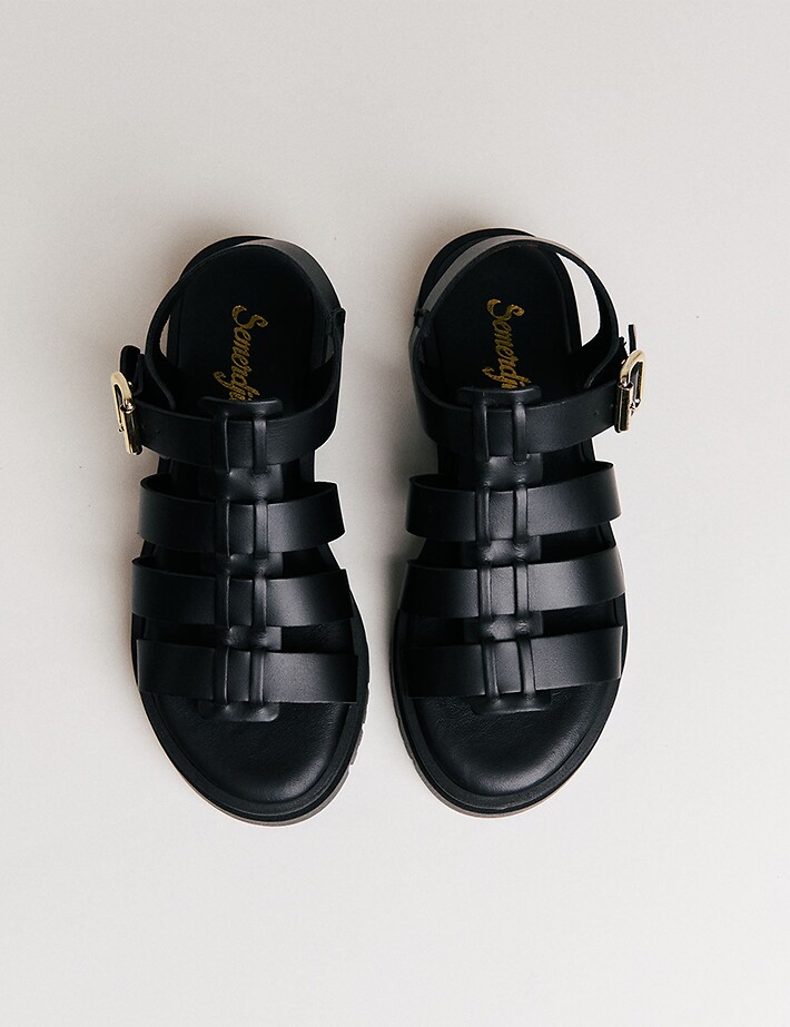 SEMERDJIAN Sandales Femme Compensées Delia Cuir Noir - 3