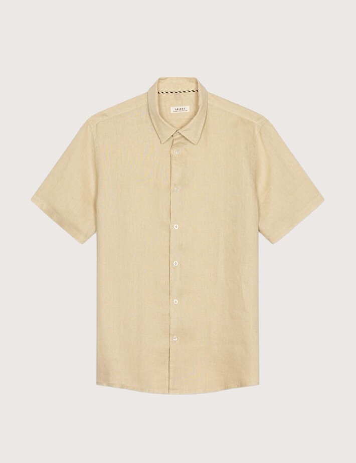SEINSE Chemise Homme Manches Courtes Lin Beige