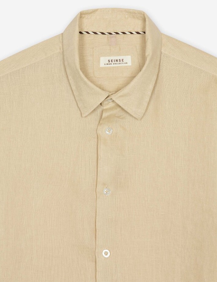 SEINSE Chemise Homme Manches Courtes Lin Beige - 3