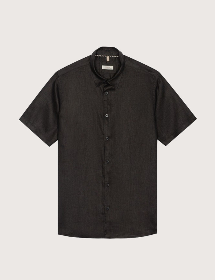 SEINSE Chemise Homme Manches Courtes Lin Noir