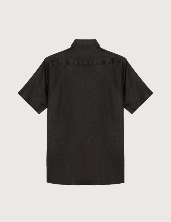 SEINSE Chemise Homme Manches Courtes Lin Noir - 2