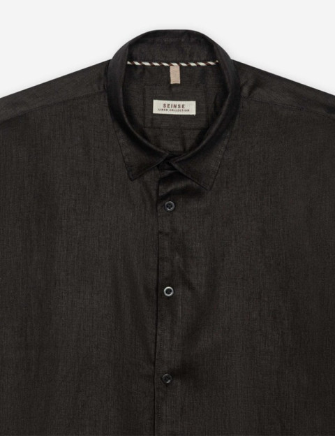SEINSE Chemise Homme Manches Courtes Lin Noir - 3