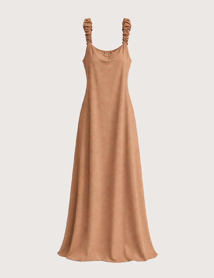 ZEN Robe Longue a Bretelles Camel