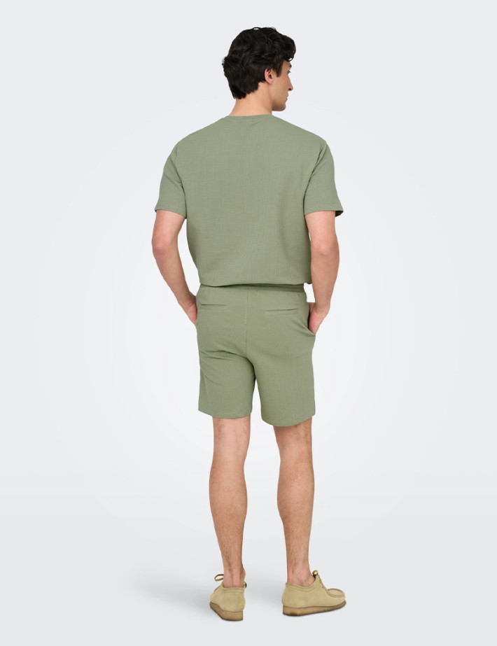Only & Sons Short Homme Kian Life Gaufré Kaki Noos - 3