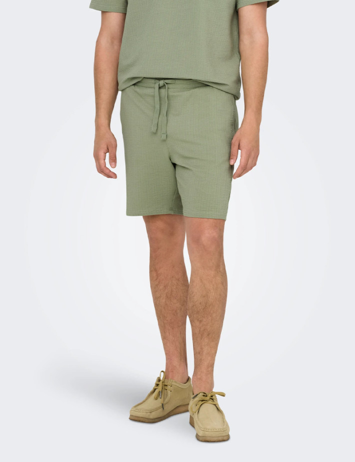 Only & Sons Short Homme Kian Life Gaufré Kaki Noos - 5