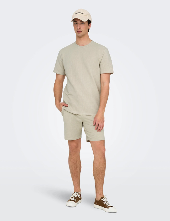 Only & Sons Short Homme Kian Life Gaufré Beige Noos - 5