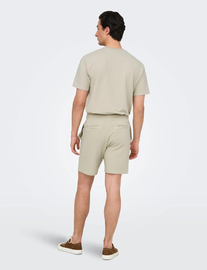 Only & Sons Short Homme Kian Life Gaufré Beige Noos - 3