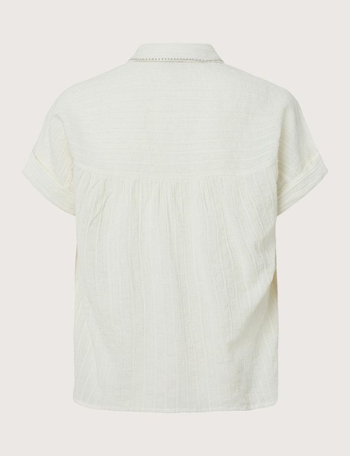 PIECES Chemise Femme Manches Courtes Blanca Ecru - 2