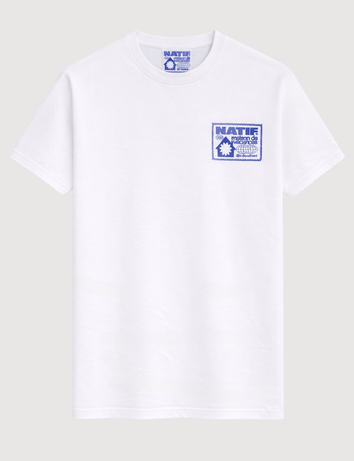Natif T-Shirt Unisexe Loose Maison de Vacances Blanc - 2