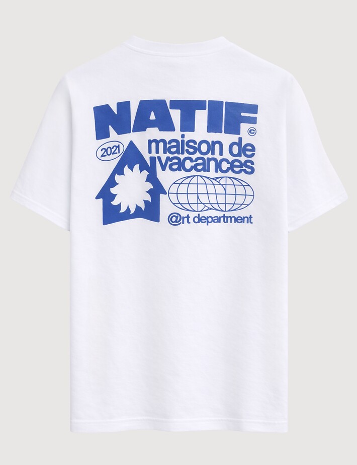 Natif T-Shirt Unisexe Loose Maison de Vacances Blanc - 3