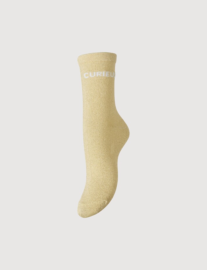 PIECES Chaussettes Longues Glitter Sebby Curieuse Noos Jaune Clair
