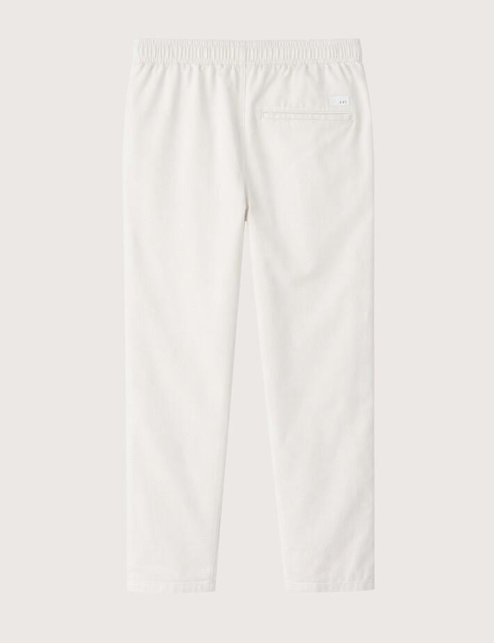 S001 Chino Homme en Lin Coupe Décontractée Ecru - 2