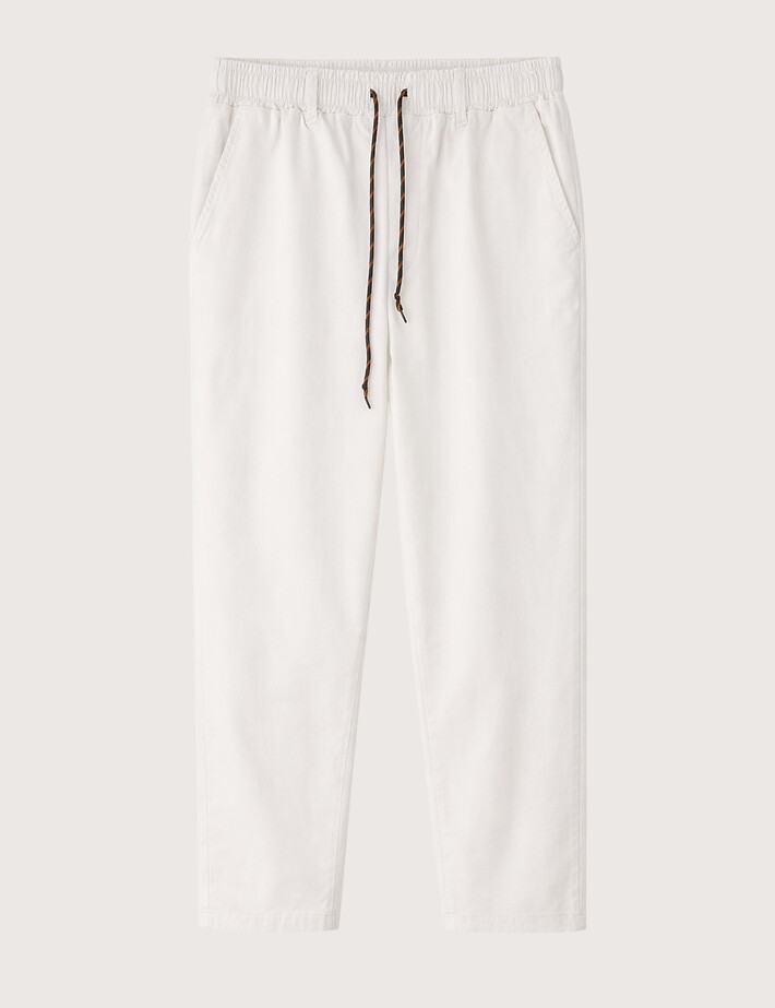 S001 Chino Homme en Lin Coupe Décontractée Ecru
