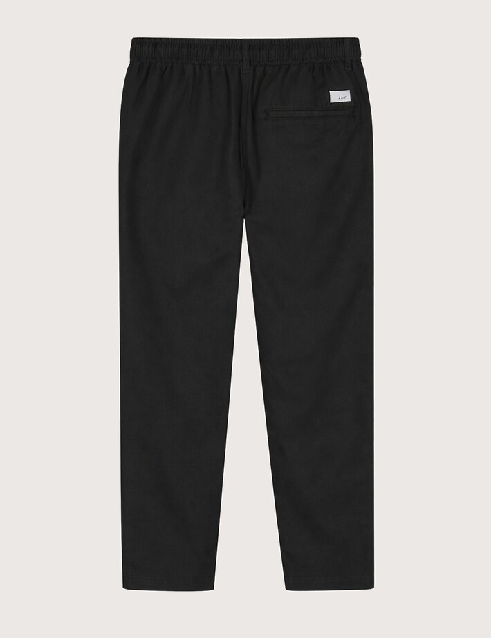 S001 Chino Homme en Lin Coupe Décontractée Noir - 2