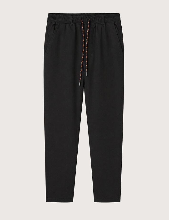 S001 Chino Homme en Lin Coupe Décontractée Noir