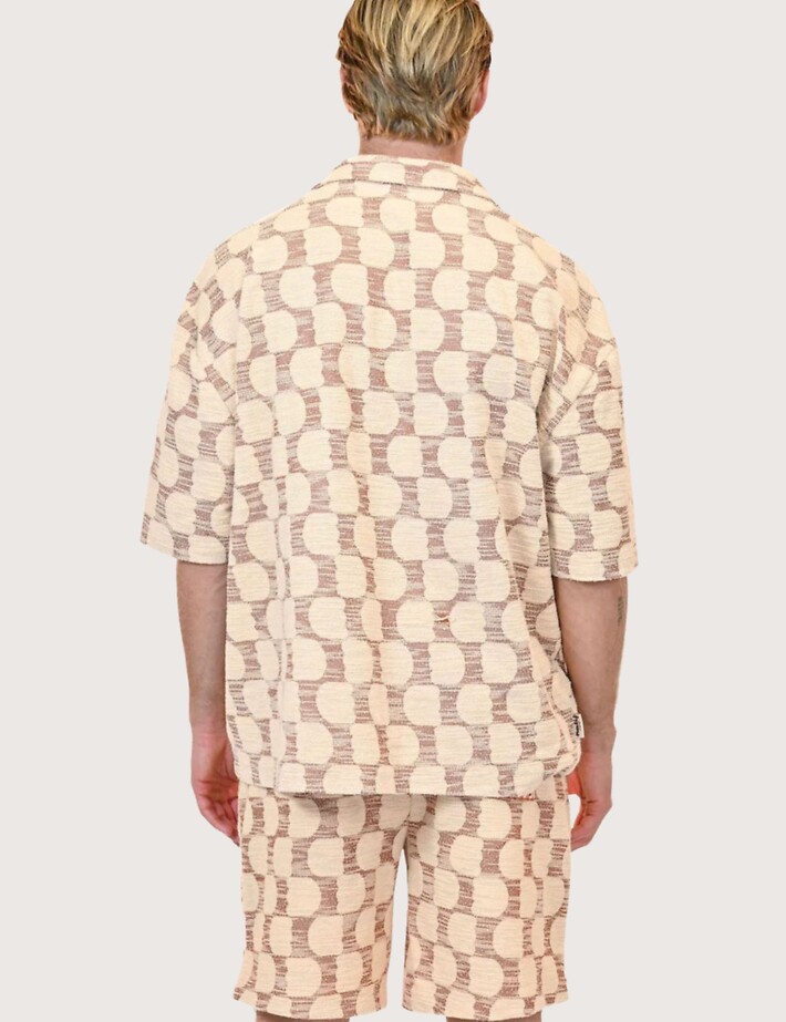 Natif Chemise Homme Manches Courtes Jacquard Tulip Orange - 3