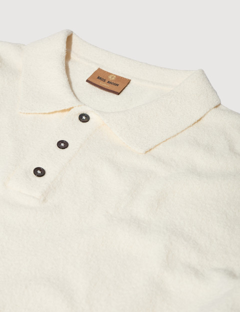 MOS MOSH Polo Homme Manches Courtes Kyle Bouclé Ecru - 4