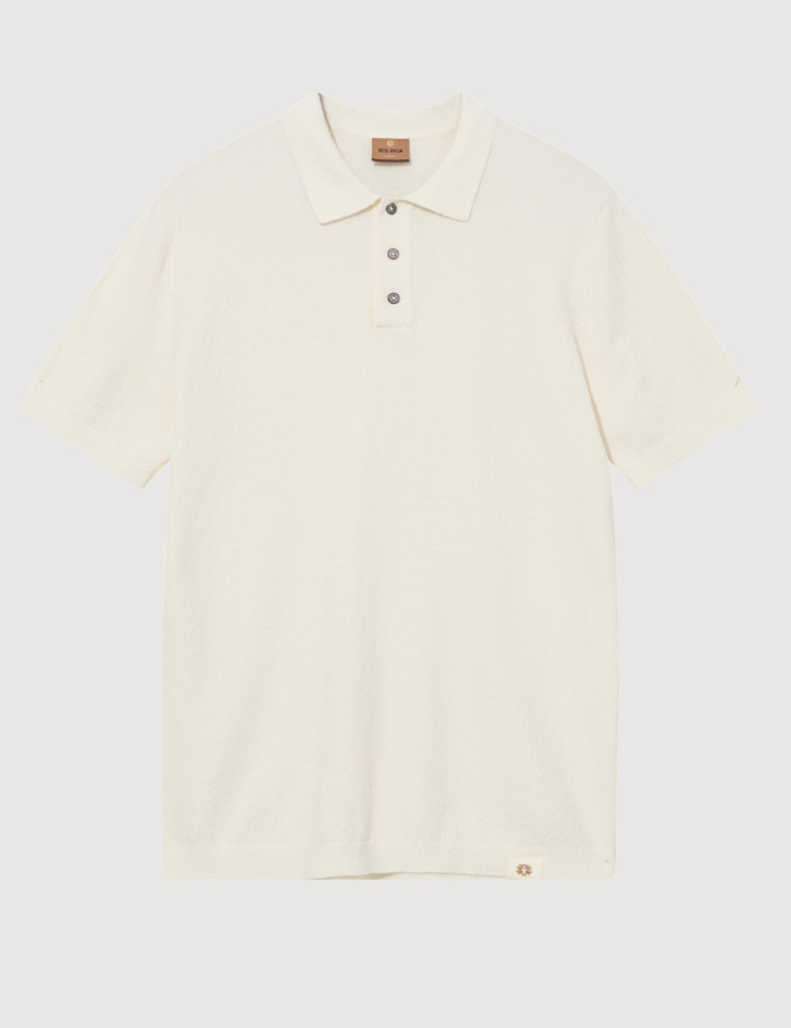 MOS MOSH Polo Homme Manches Courtes Kyle Bouclé Ecru