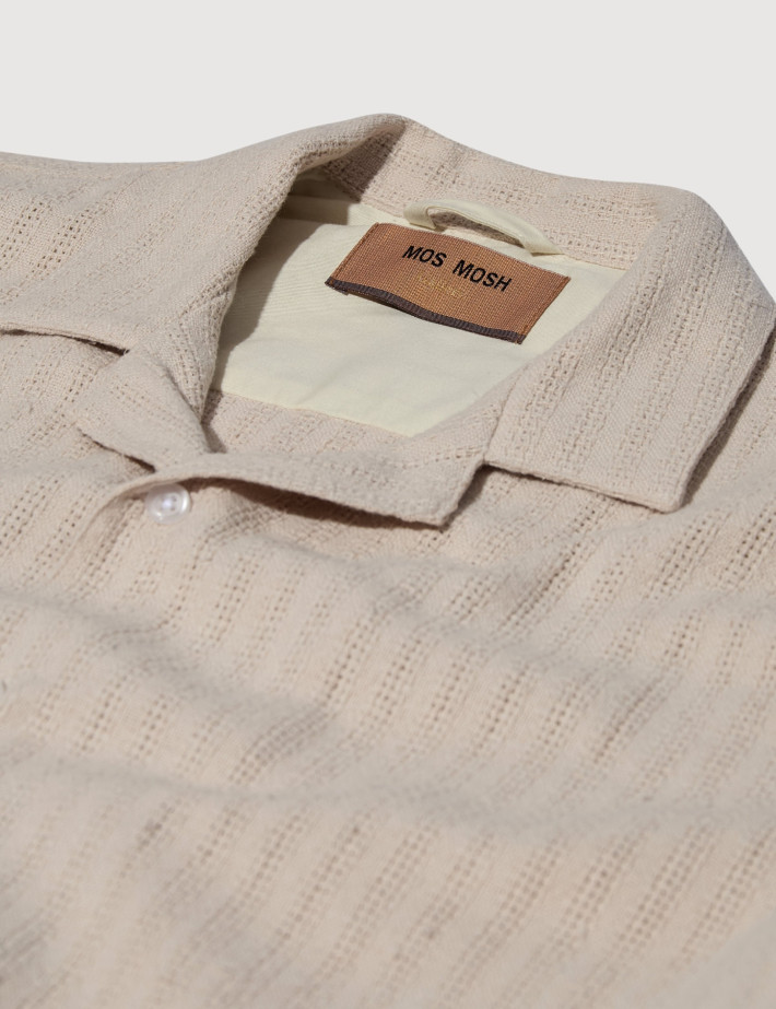 MOS MOSH Chemise Manches Courtes Homme Joe Basso Beige - 3