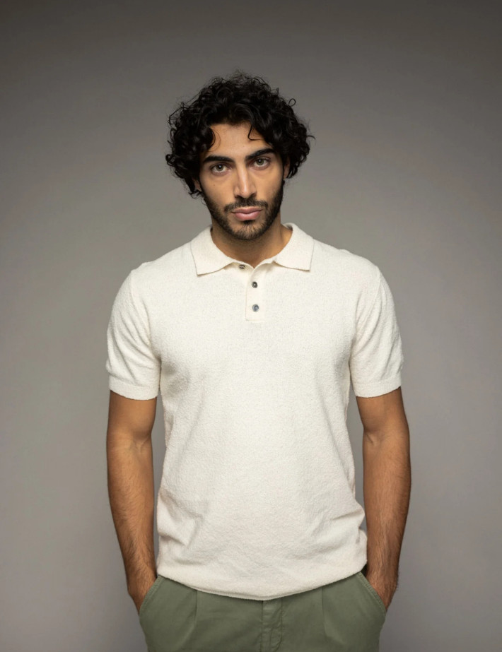 MOS MOSH Polo Homme Manches Courtes Kyle Bouclé Ecru - 2