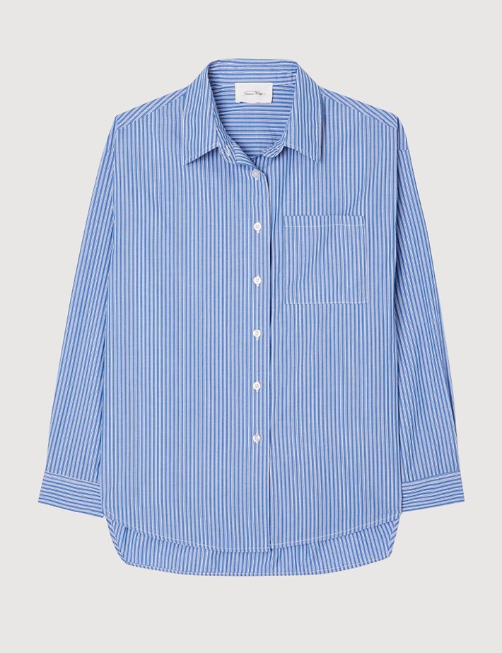 American Vintage Chemise Femme Zatybay à Rayures Bleu