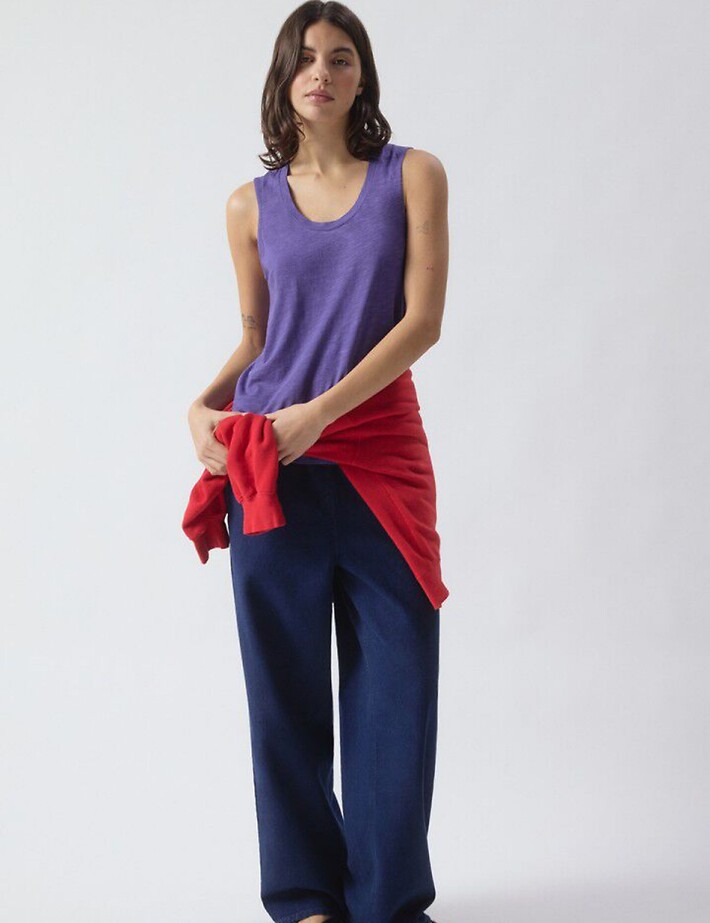 American Vintage Pantalon Femme Comow Bleu Brut - 3