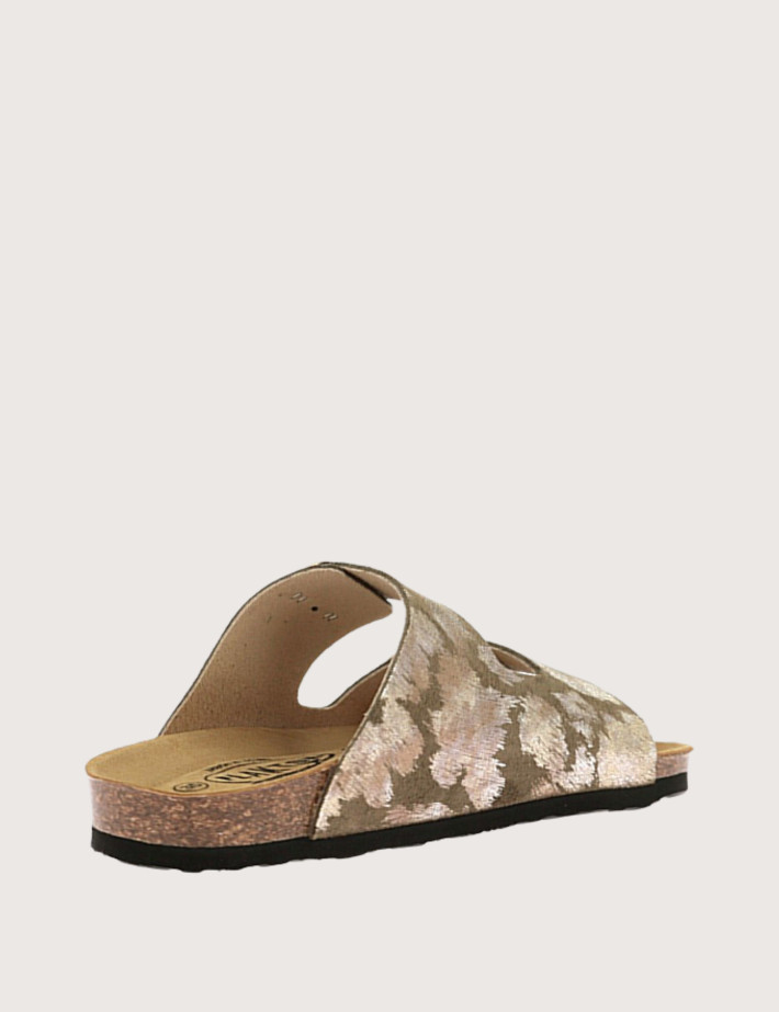 Plakton Mules Femme Lamé Léopard Métal Kaki Foncé - 2