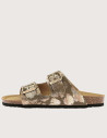 Plakton Mules Femme Lamé Léopard Métal Kaki Foncé - 5