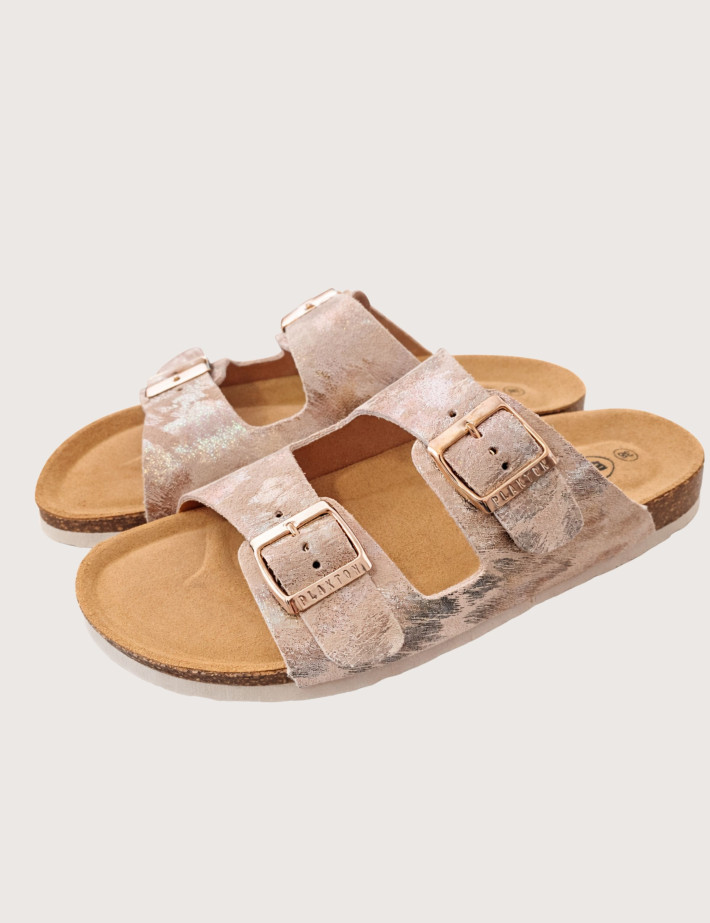 Plakton Mules Femme Lamé Léopard Métal Camel - 3