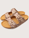 Plakton Mules Femme Lamé Léopard Métal Marron