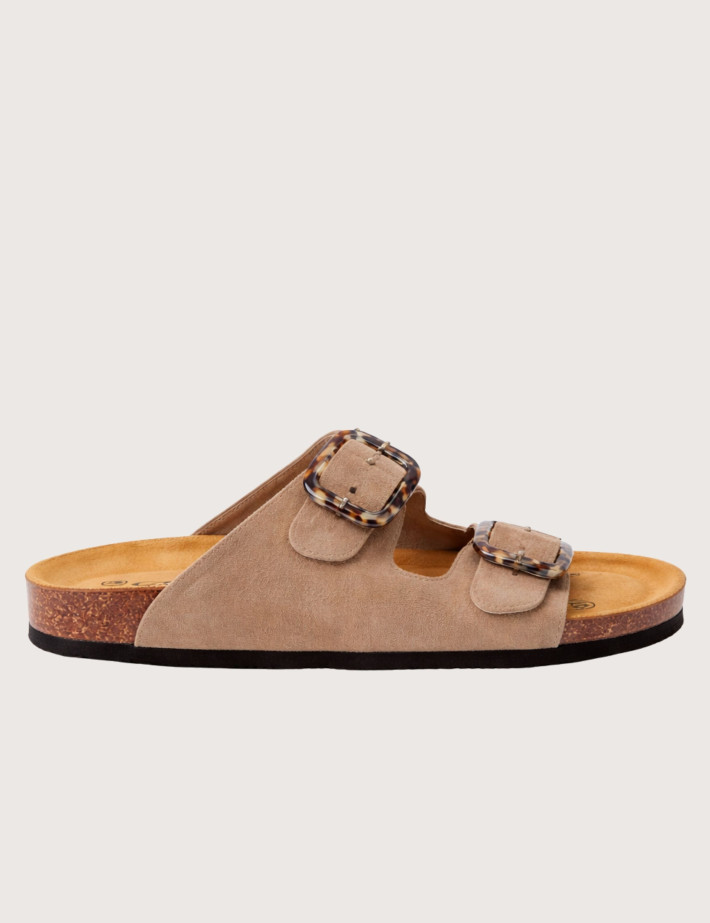 Plakton Mules Femme Double Bride PRT Marron