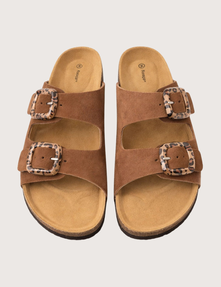 Plakton Mules Femme Double Bride PRT Marron Foncé - 2