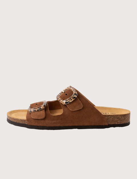 Plakton Mules Femme Double Bride PRT Marron Foncé - 4