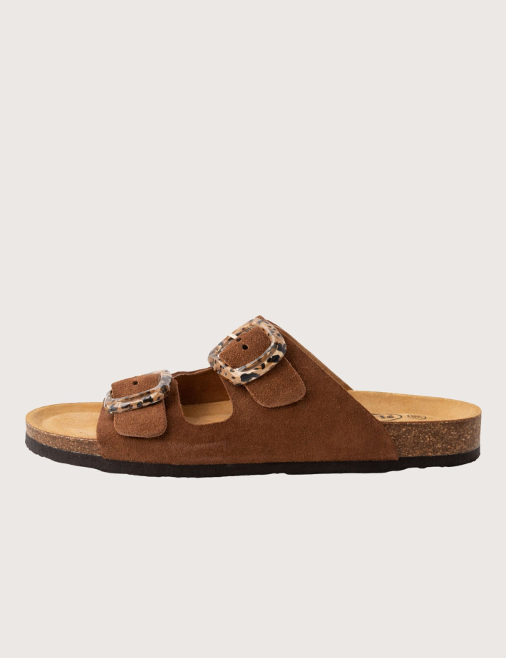 Plakton Mules Femme Double Bride PRT Marron Foncé - 4