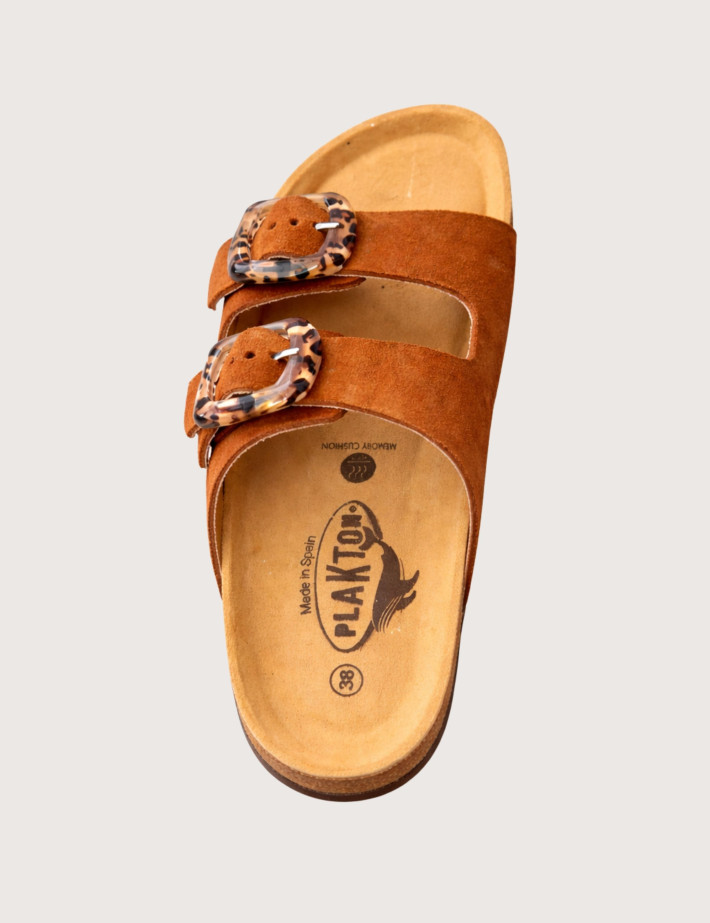 Plakton Mules Femme Double Bride PRT Marron Foncé - 5