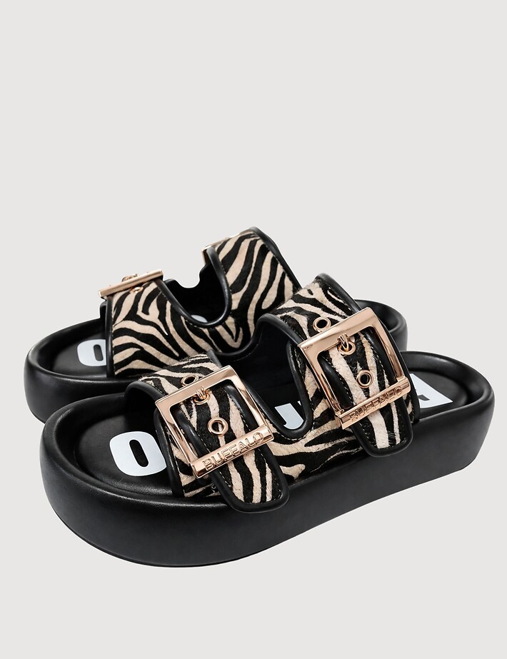 BUFFALO Sandales Double Bride Femme Evelyn Ari Zèbre - 2