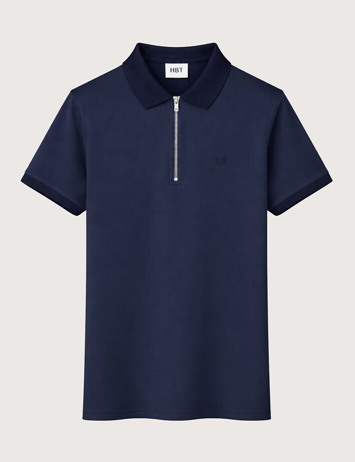 HBT Basics Essentiels Jersey | Rock Zip Polo Marine Homme