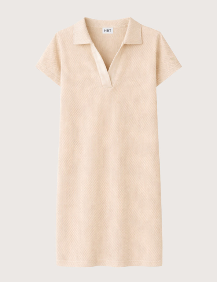HBT Summer Chic Pique Wave | Brighton Robe Polo Ecru Femme