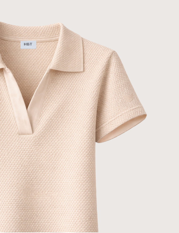 HBT Summer Chic Pique Wave | Brighton Robe Polo Ecru Femme - 2