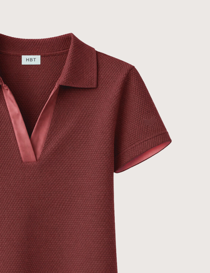 HBT Summer Chic Pique Wave | Brighton Robe Polo Rouge Femme - 2