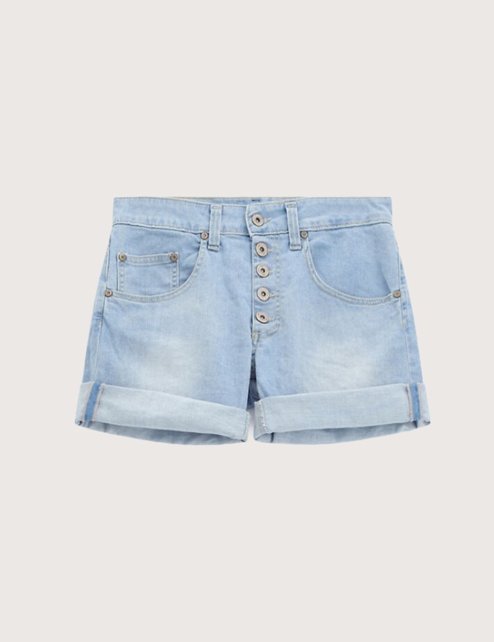 PLEASE Short Femme en Jean Délavage Clair