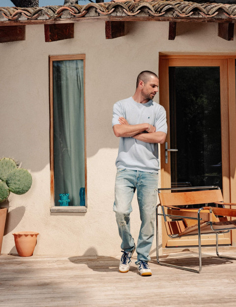 REPLAY T-Shirt Homme Manches Courtes Maille Bleu - 5
