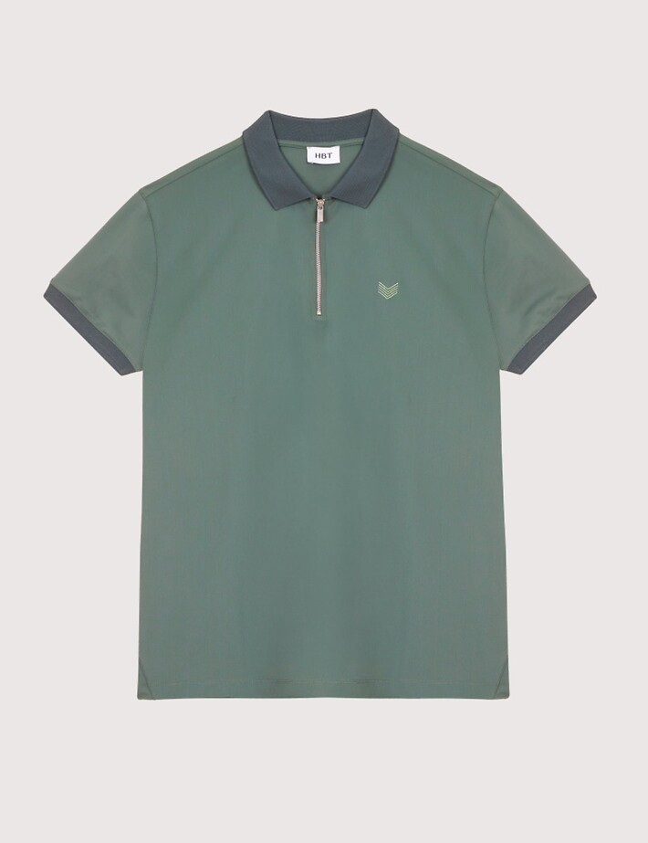 HBT Basics Essentiels Jersey | Rock Zip Polo Kaki Homme
