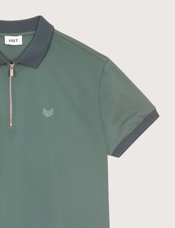 HBT Basics Essentiels Jersey | Rock Zip Polo Kaki Homme - 2